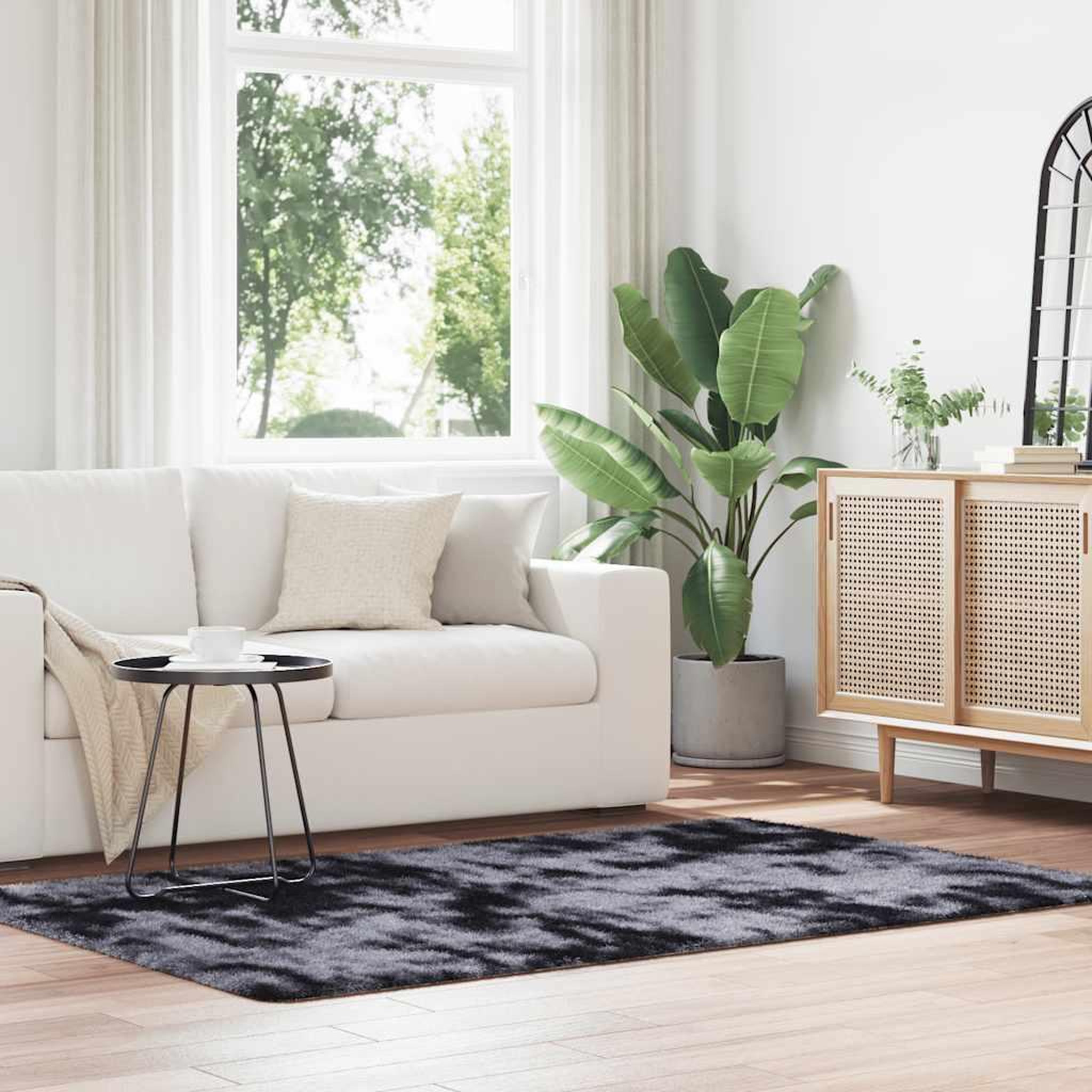 VIDAXL Tapis Shaggy a poils longs NAVARRA gris fonce 130x200 cm