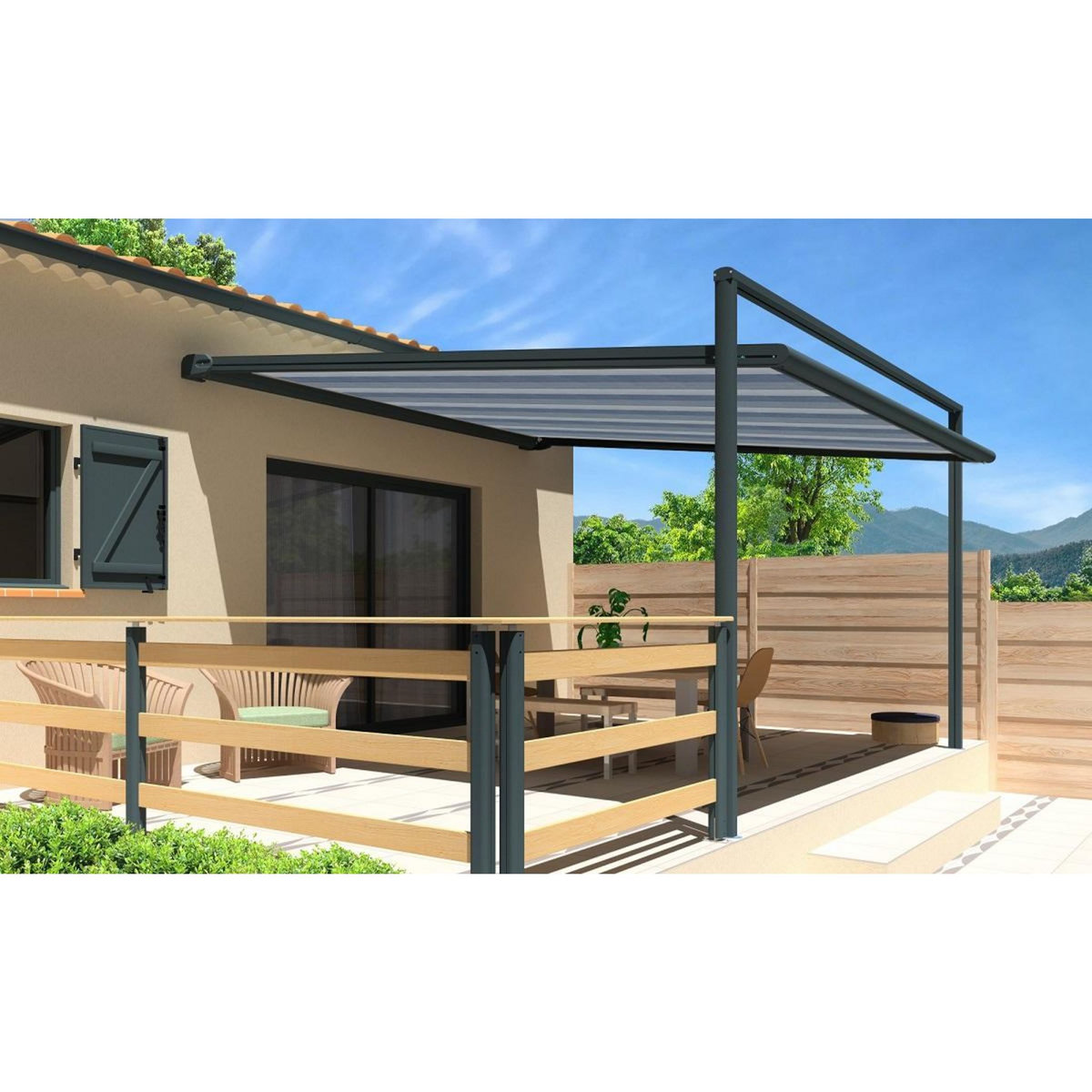 SUNSTYL Pergola gris anthracite motorisée 3x3x2,5m MELODIE