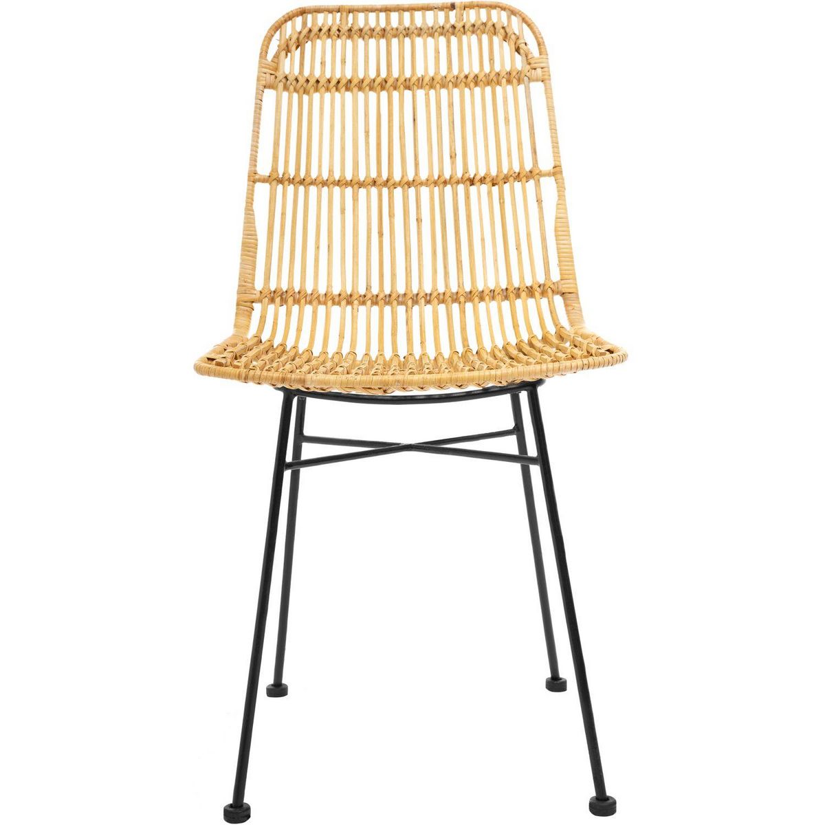 TOILINUX Lot de 4 Chaises en rotin Kubu - Beige