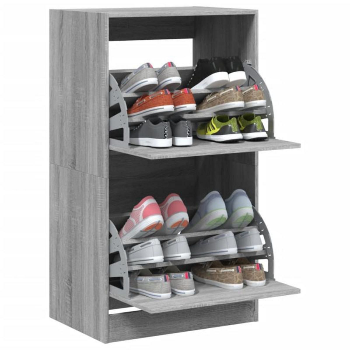 VIDAXL Armoire à chaussures 2 tiroirs rabattables sonoma gris