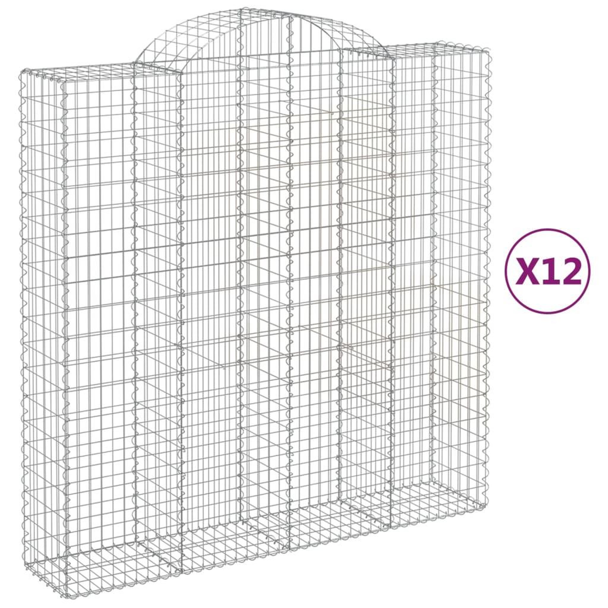 Voir la diapositive 2 : VIDAXL Paniers a gabions arques 12 pcs 200x50x200/220 cm Fer galvanise