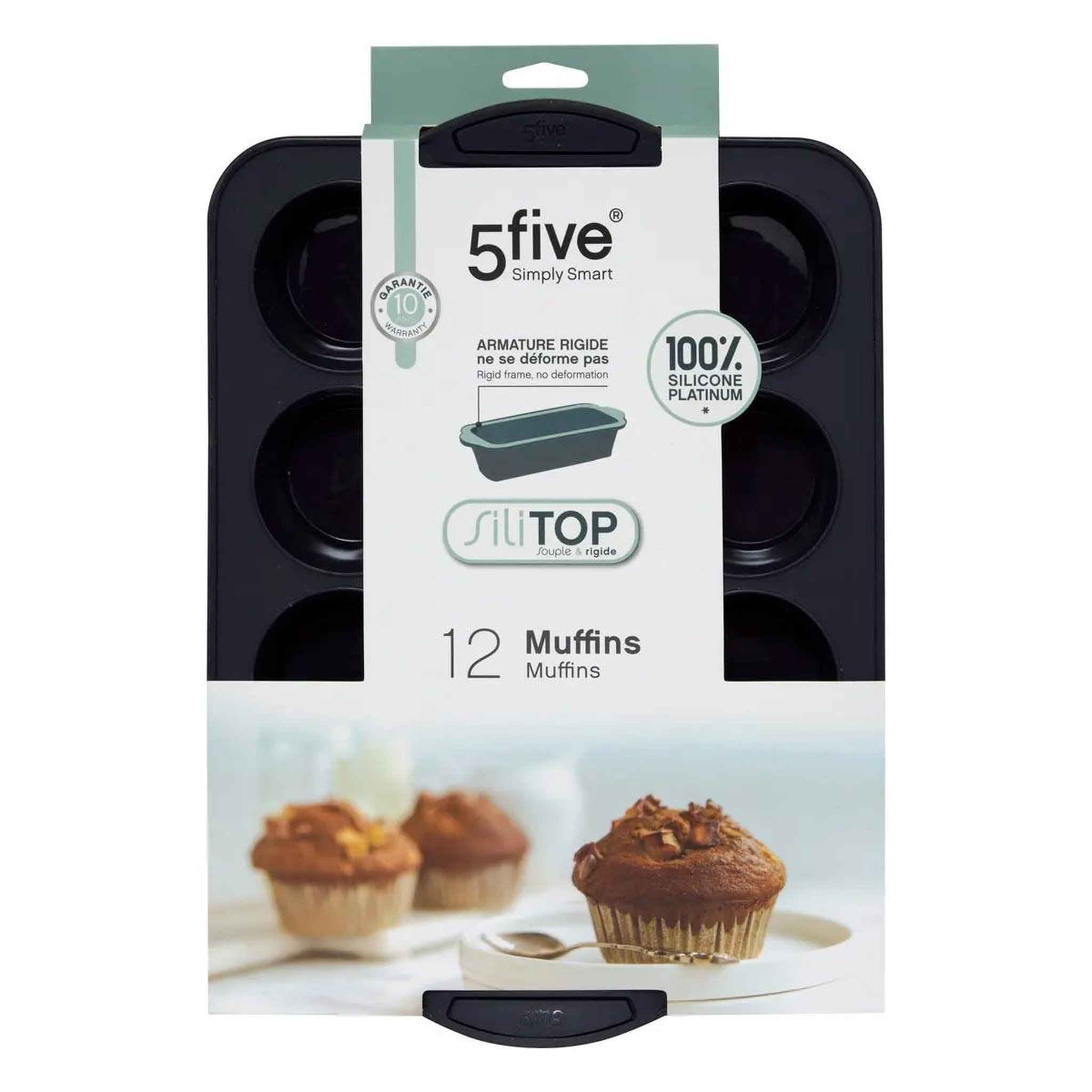 Voir la diapositive 3 : FIVE Moule 12 muffins silicone  silitop  33cm gris