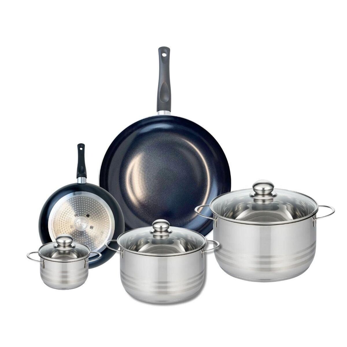 ELO Ensemble de 2 Poêles de cuisson 20 et 32 cm et 3 faitouts 12, 20 et 24 cm Elo Prima Brillant