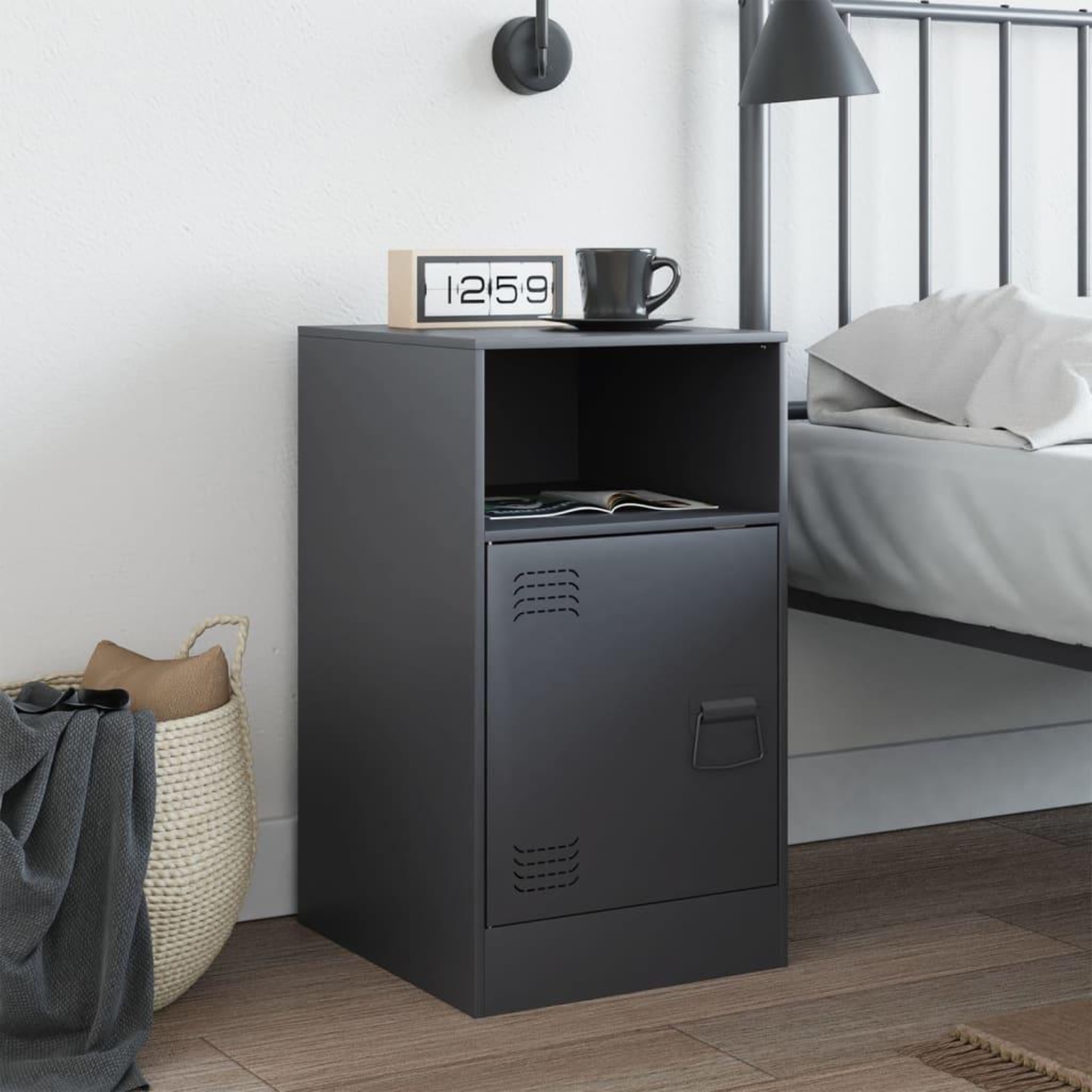 Voir la diapositive 3 : VIDAXL Table de chevet anthracite 34,5x39x62 cm acier