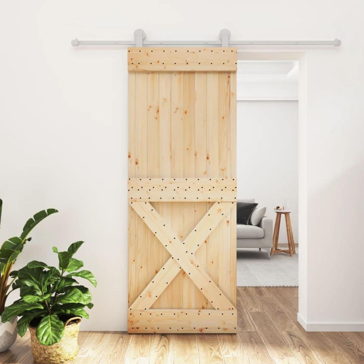 VIDAXL Porte coulissante et kit de quincaillerie 80x210 cm pin massif