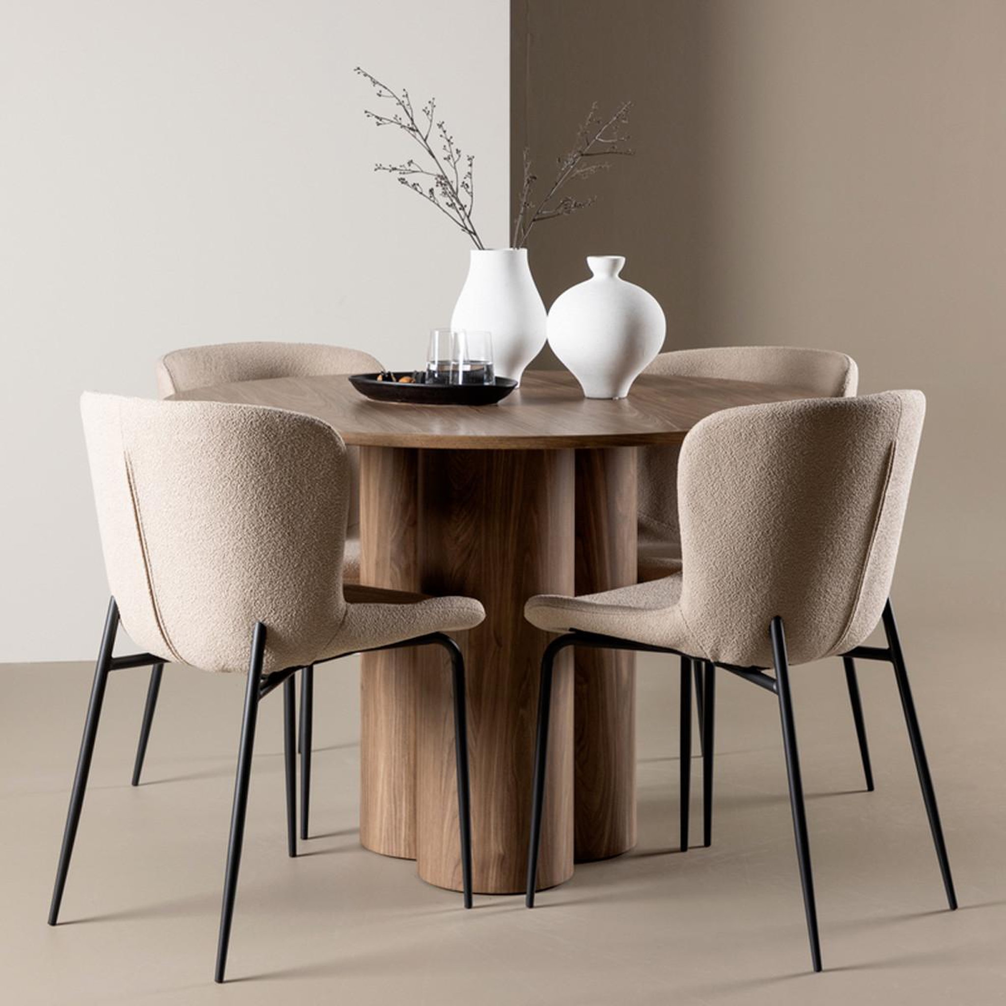Voir la diapositive 3 : Paris Prix Ensemble table à manger & 4 chaises  olivia & modesto  110cm marron & beige