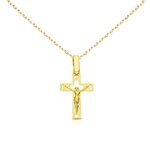 L'ATELIER D'AZUR Collier - Médaille Croix Or 18 Carats 750/000 - Christ sur la Croix - Chaine Dorée