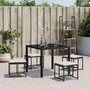 Voir la diapositive 3 : VIDAXL Tabourets de jardin avec coussins lot de 4 noir resine tressee