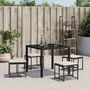Voir la diapositive 3 : VIDAXL Tabourets de jardin avec coussins lot de 4 noir resine tressee