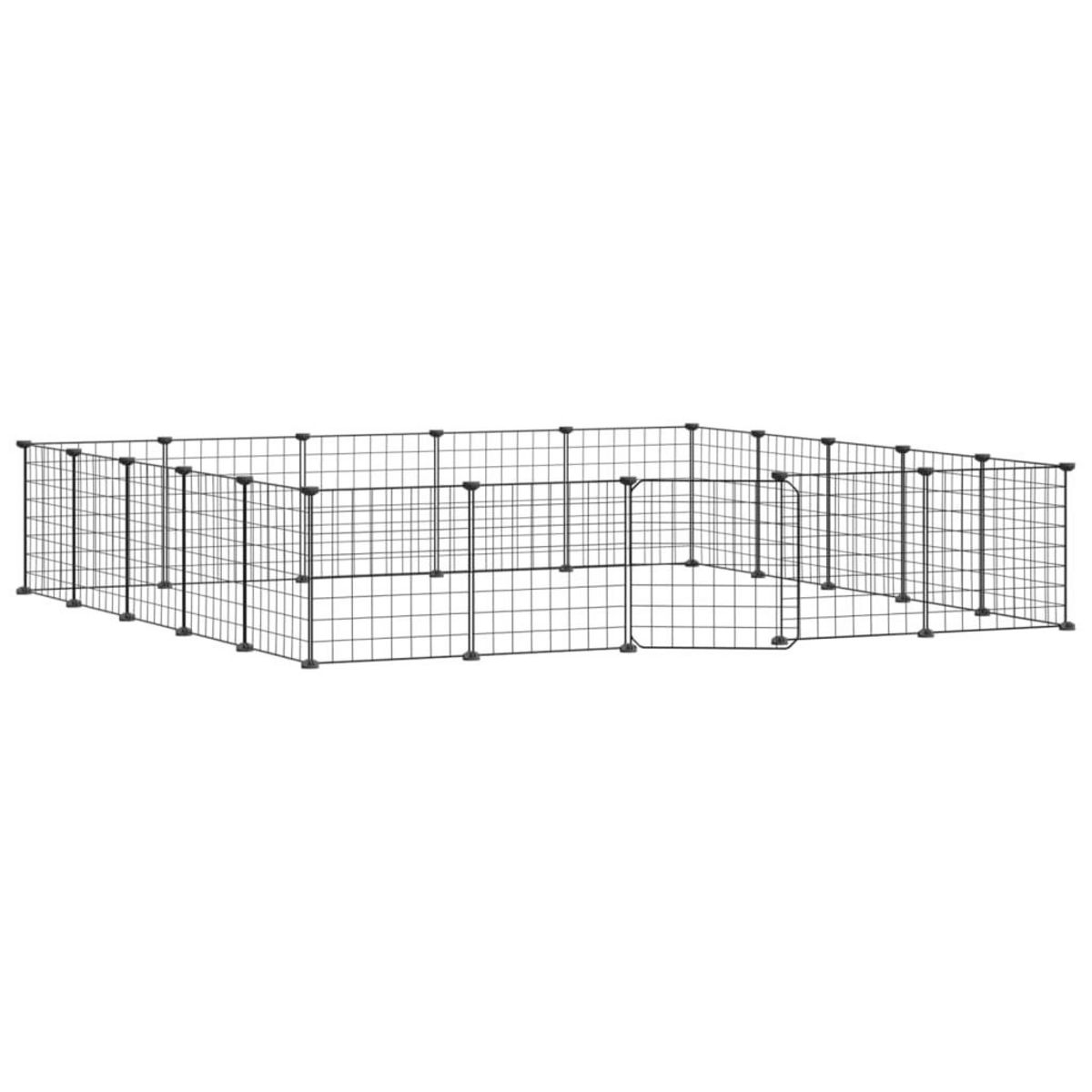 VIDAXL Cage animaux de compagnie a 20 panneaux et porte Noir 35x35 cm