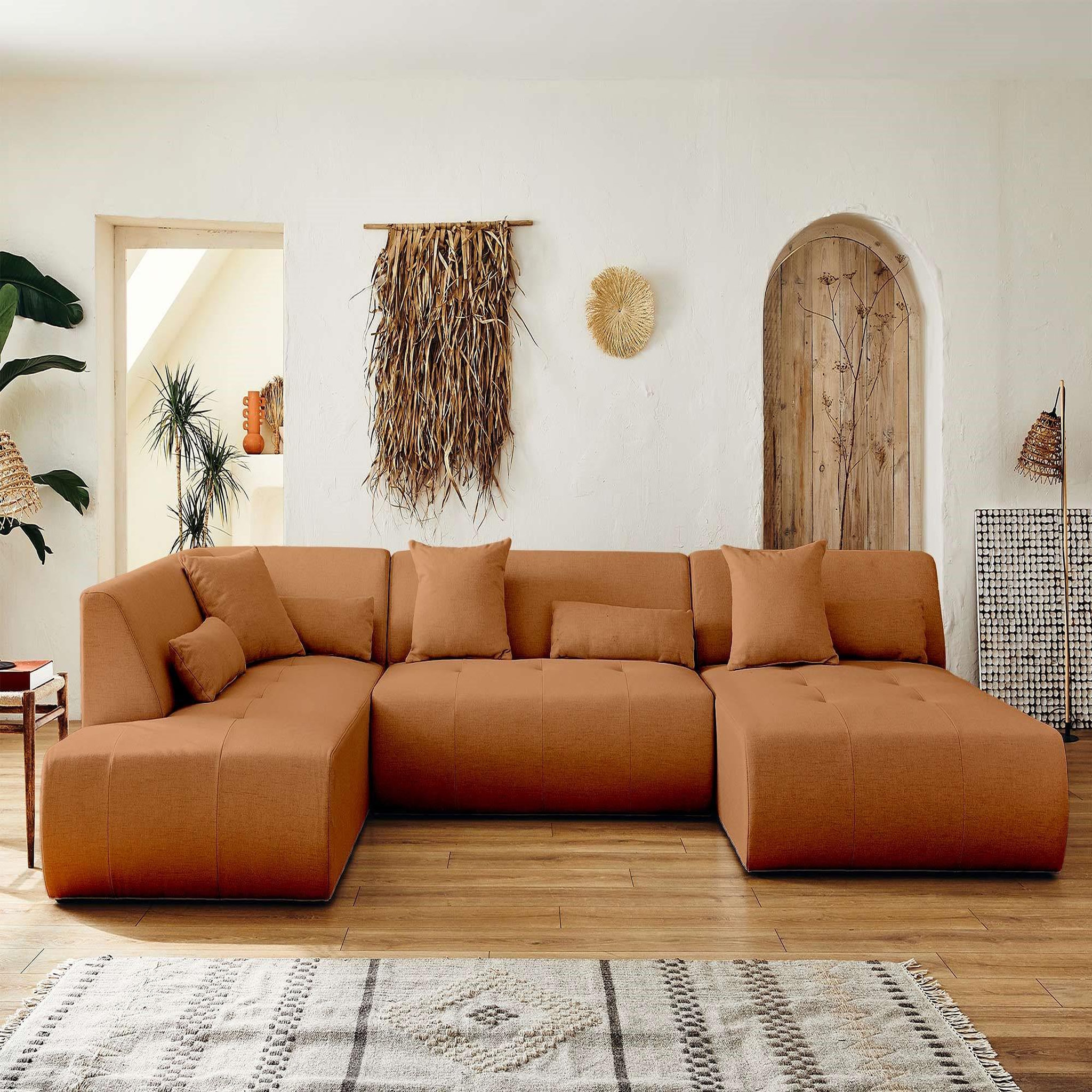 Voir la diapositive 5 : BEST MOBILIER Onyx - canapé modulable panoramique d'angle gauche 7 places - en tissu