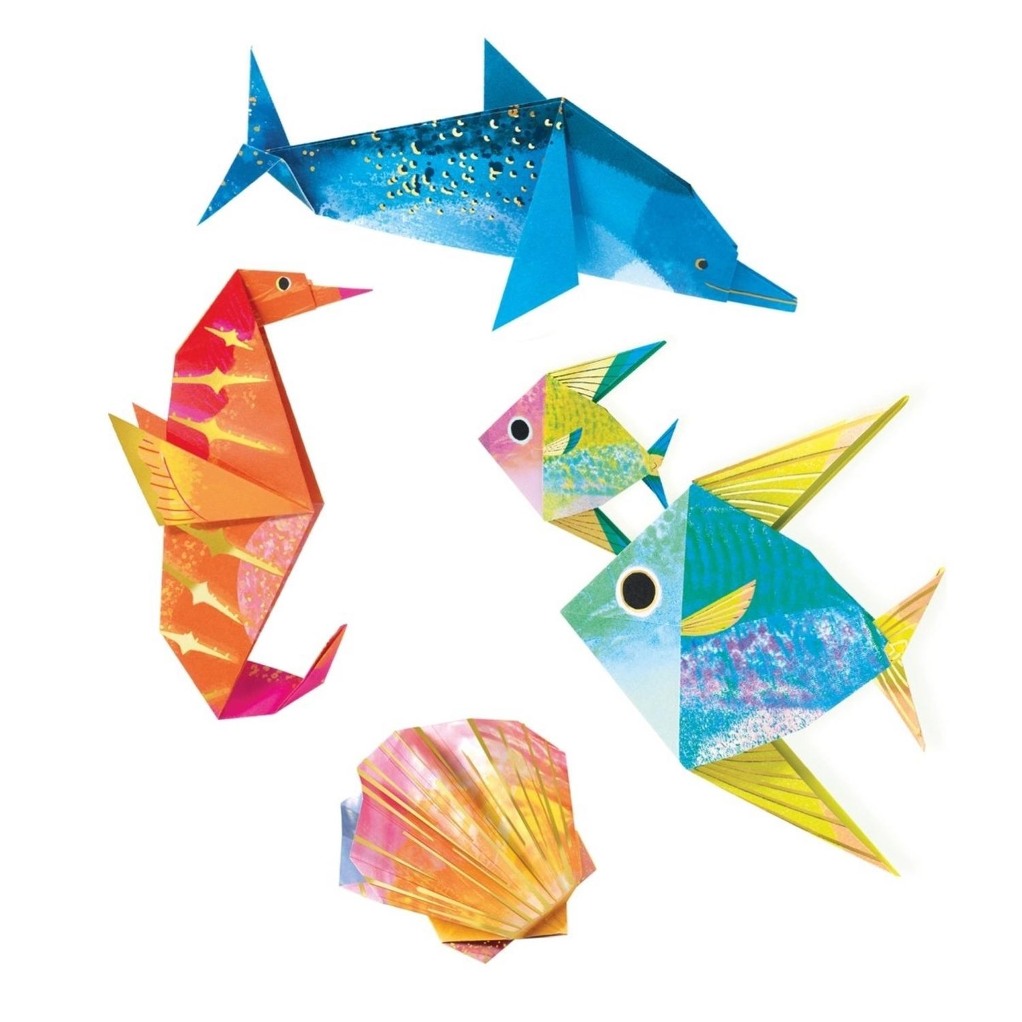 Voir la diapositive 4 : Djeco Animaux Marins Origami papier a effet