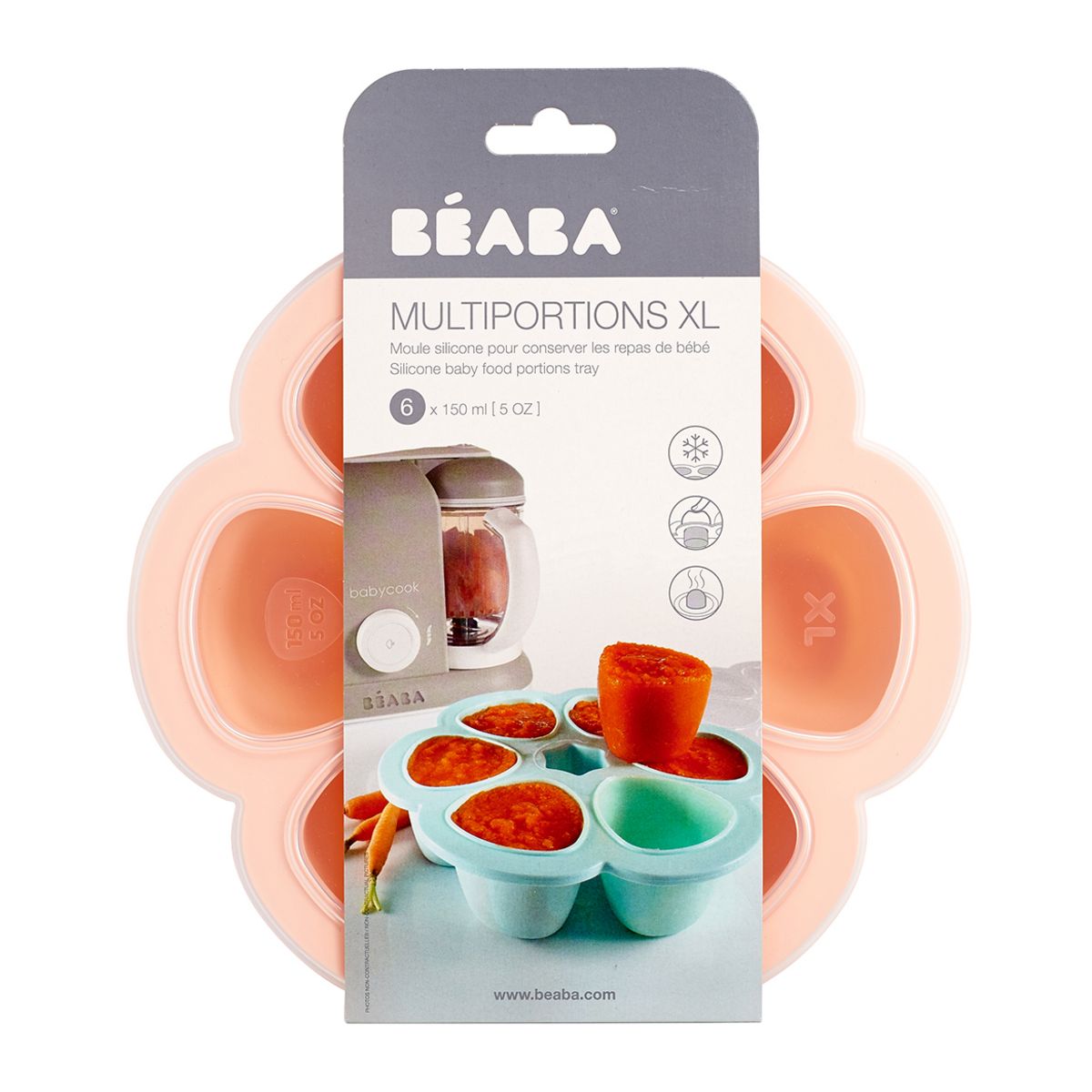 BEABA Moules de congélation en silicone - 6 x 150 ml rose