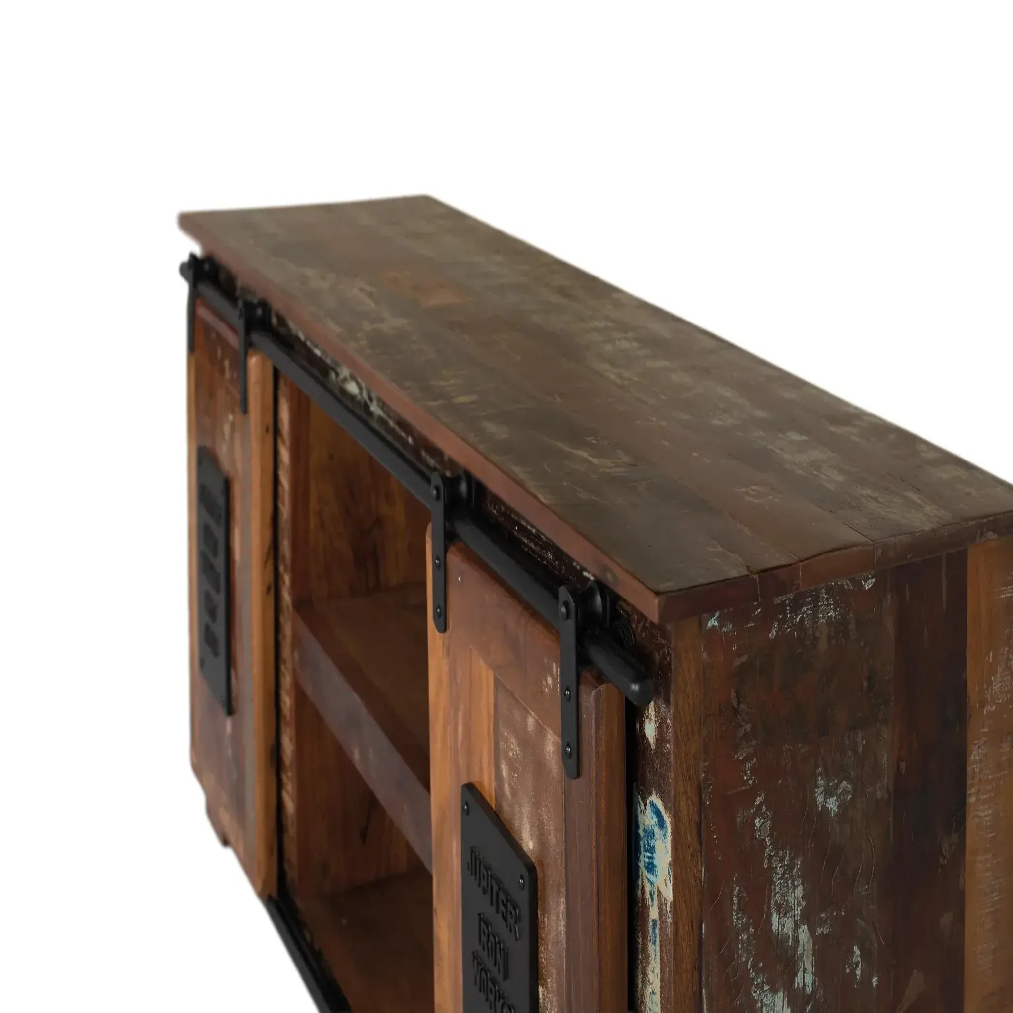Voir la diapositive 3 : GINER Y COLOMER SL Meuble tv en bois recyclé 130 cm style industriel vintage