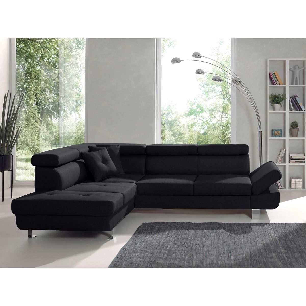 BEST MOBILIER Lisbona - canapé d'angle gauche convertible - 5 places - avec têtières