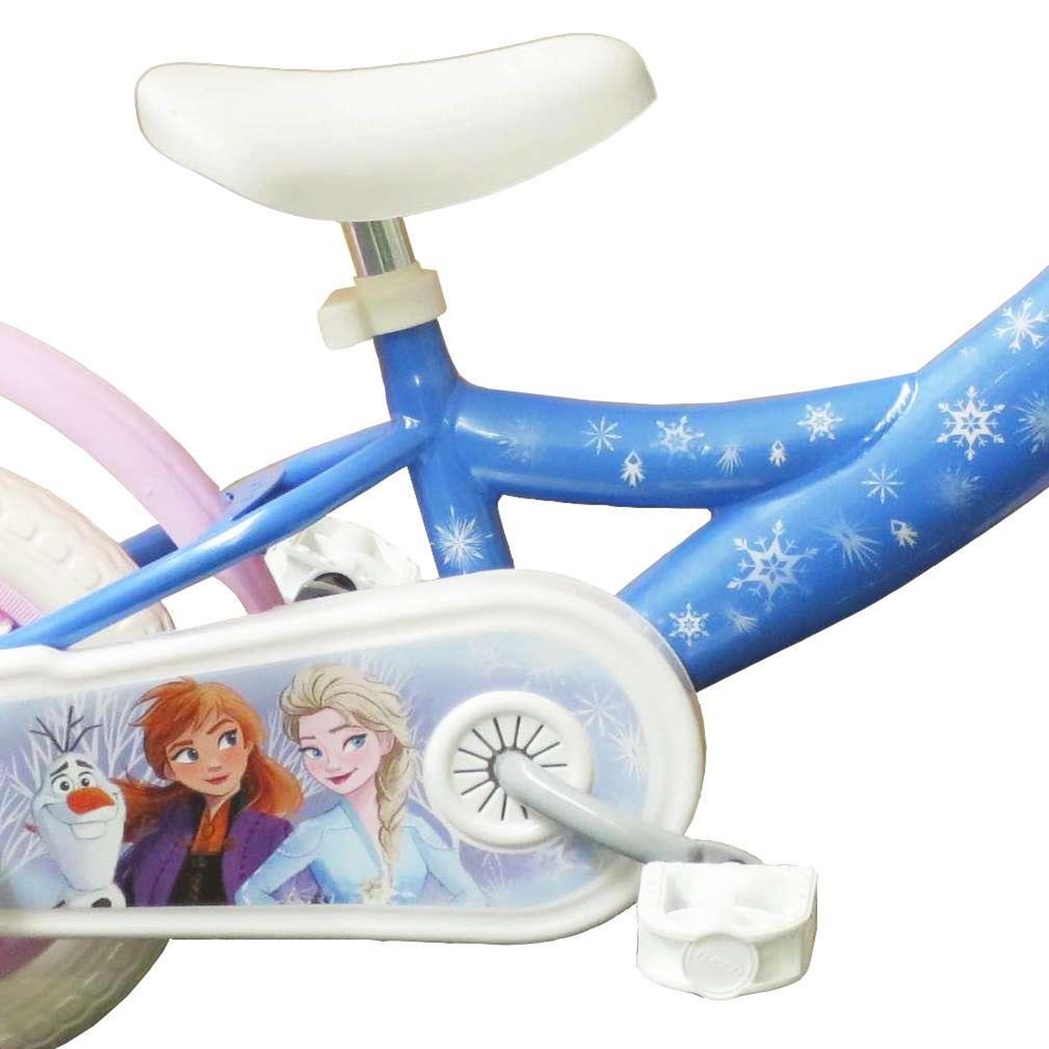 Voir la diapositive 3 : Disney La Reine des Neiges Vélo enfant - Modèle 10''Reine des neiges pour enfant de 75/90 cm avec stabilisateurs - Panier avant - Porte poupée - 1 frein
