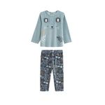 Petit Béguin Pyjama enfant 2 pièces en velours Félintrépide. Coloris disponibles : Bleu