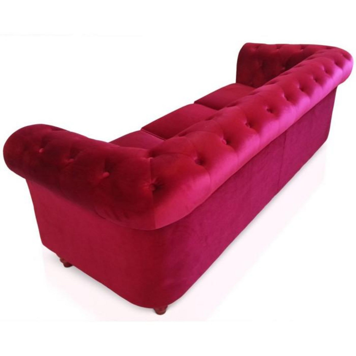 Paris Prix Canapé 3 Places Velours  Chesterfield  209cm Rouge