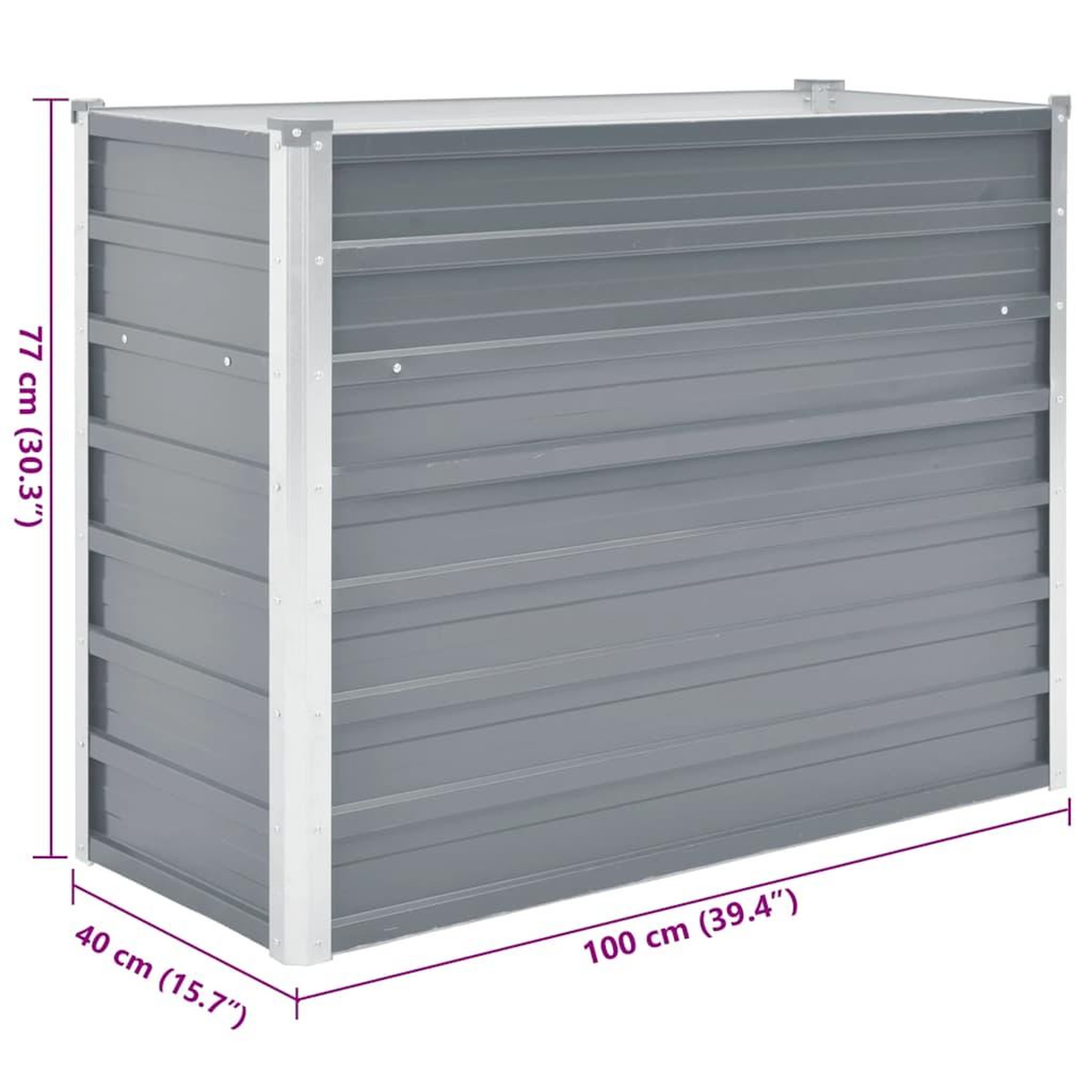 Voir la diapositive 6 : VIDAXL Lit sureleve de jardin Acier galvanise 100x40x77 cm Gris