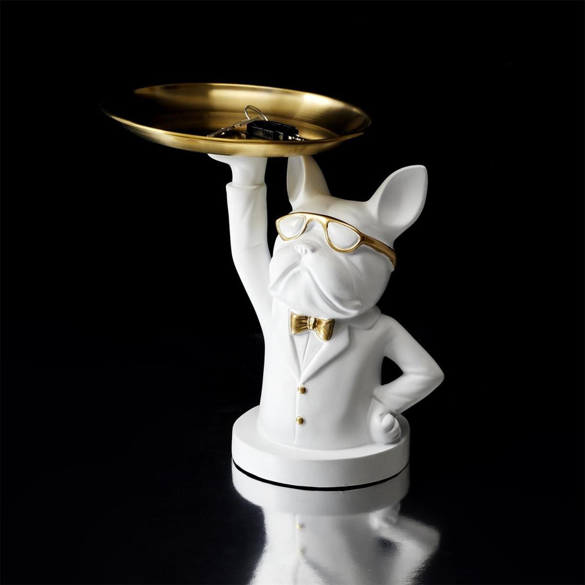 Voir la diapositive 6 : The Home Deco Factory Statuette & vide-poche  bulldog ii  21cm blanc