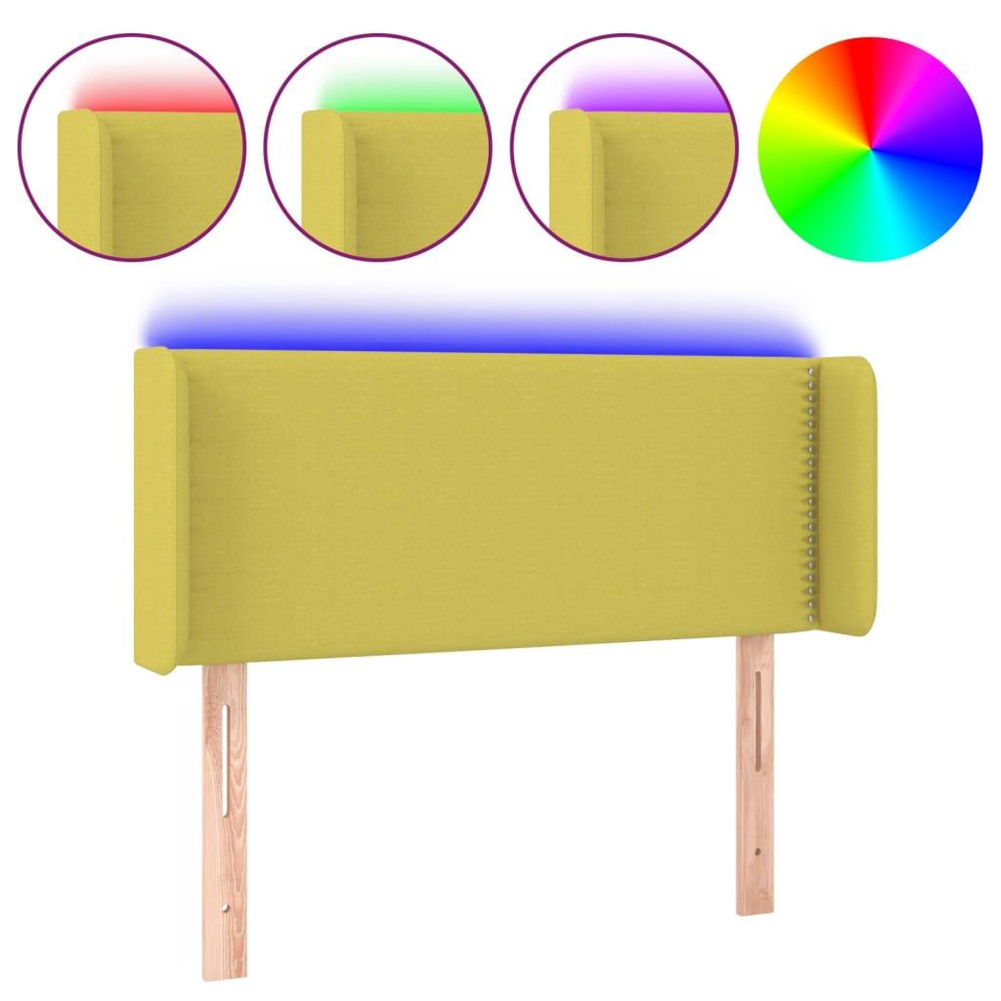 Voir la diapositive 2 : VIDAXL Tete de lit a LED Vert 103x16x78/88 cm Tissu