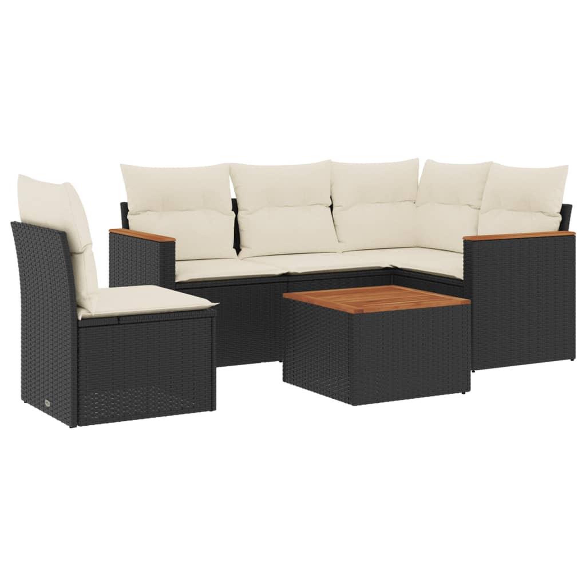 Voir la diapositive 2 : VIDAXL Salon de jardin 6 pcs avec coussins noir resine tressee