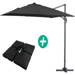Habitat et Jardin Parasol jardin déporté Alu  Sun 3  - Carré - 3 x 3 m - Noir - Dalles incluses