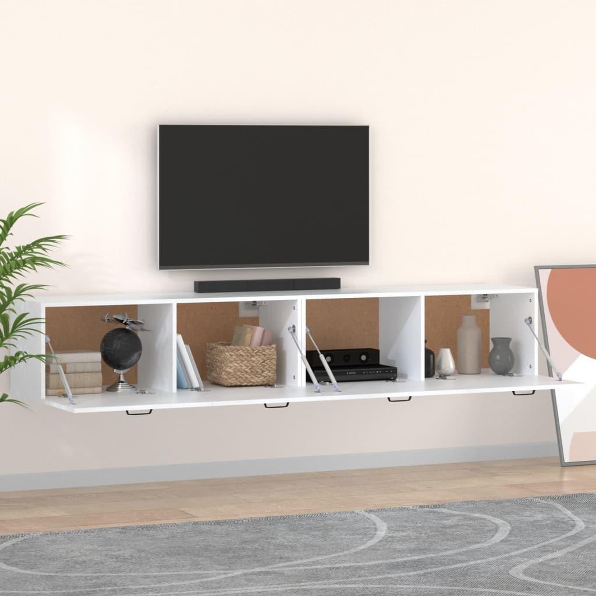 Voir la diapositive 3 : VIDAXL Armoires murales 2 pcs Blanc 100x36,5x35 cm Bois d'ingenierie