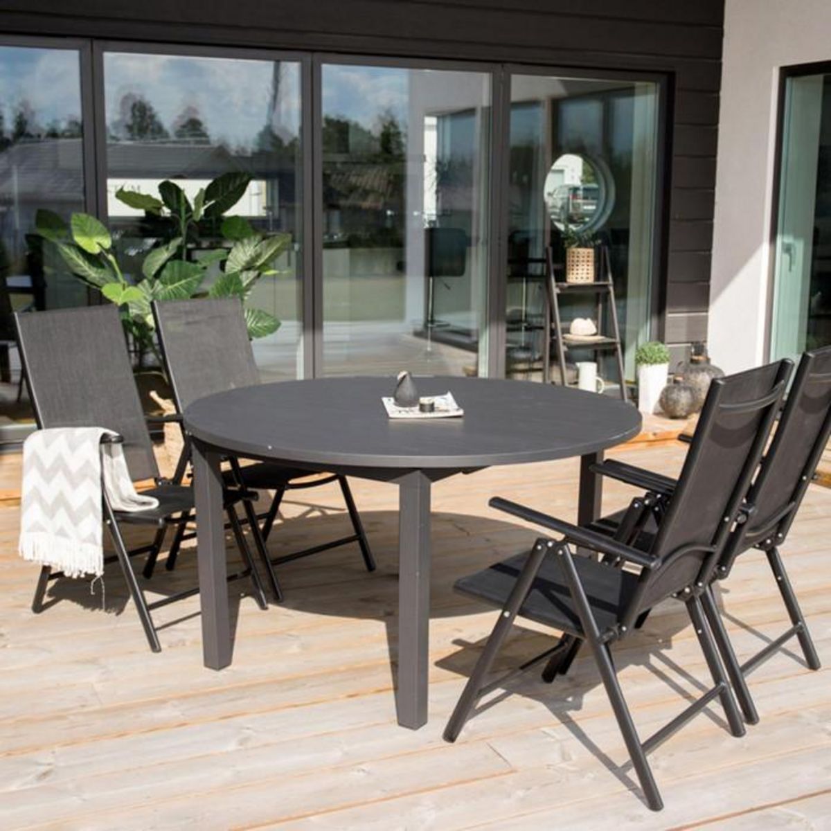 Paris Prix Table de Jardin Extensible  Marbella  140-190cm Noir