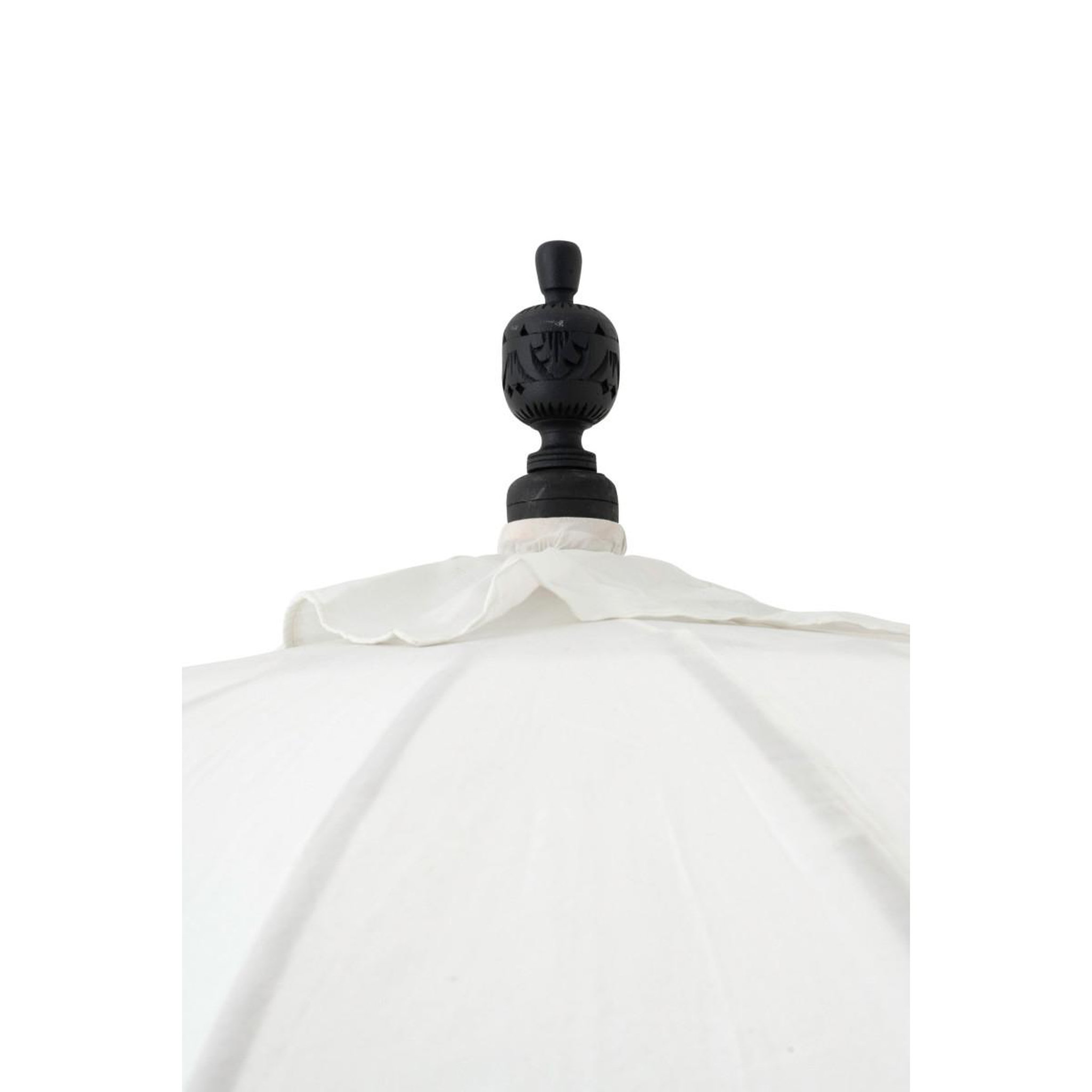 Voir la diapositive 4 : J-LINE Parasol rond à franges  flavie  180cm écru & noir