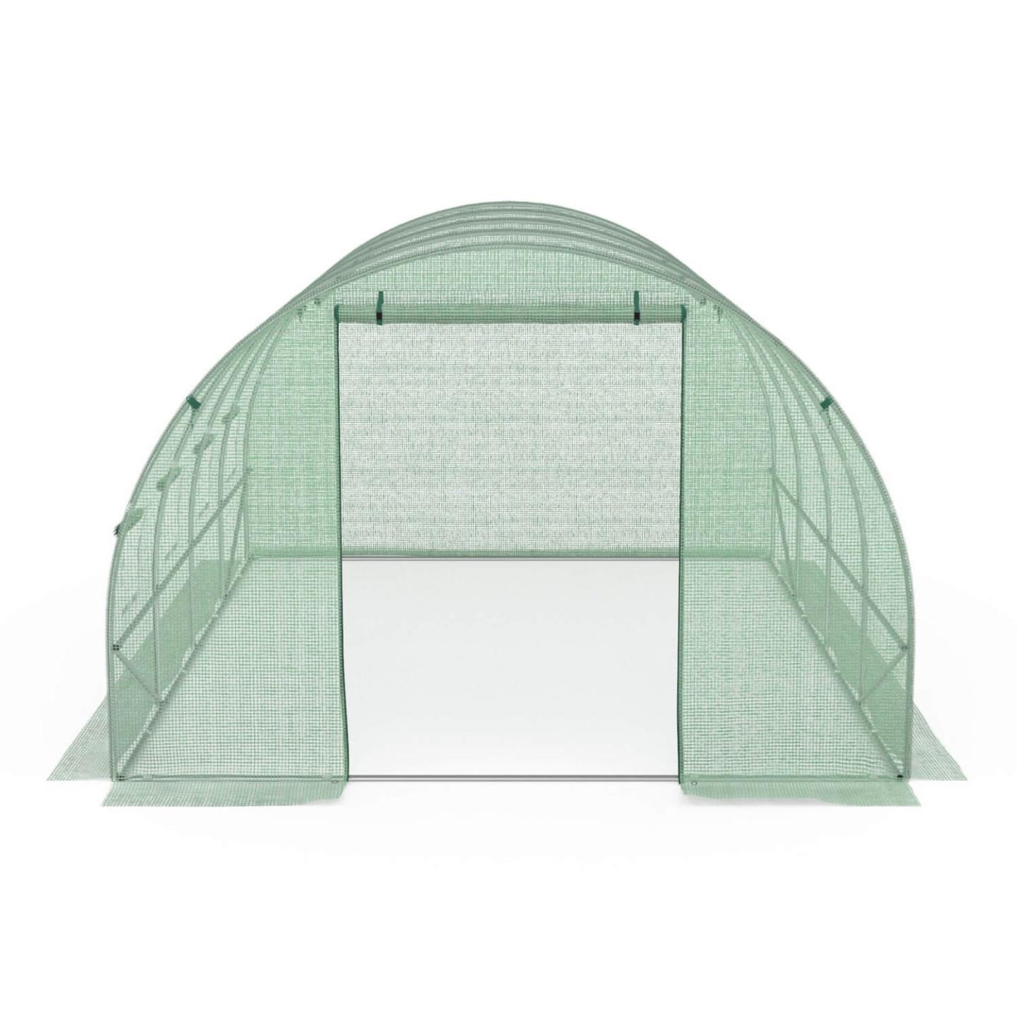 Voir la diapositive 4 : ID MARKET Bâche de rechange pour serre de jardin tunnel 12m² 4 x 3 x 2 m anti-uv avec porte et fenêtres zebra verte