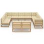 Voir la diapositive 3 : VIDAXL Salon de jardin 12 pcs avec coussins marron miel bois de pin