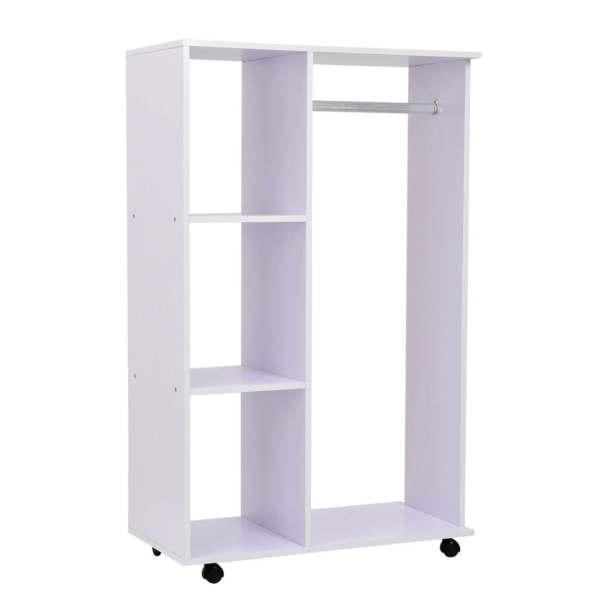 Voir la diapositive 1 : HOMCOM Armoire penderie armoire de rangement mobile panneaux de particules blanc