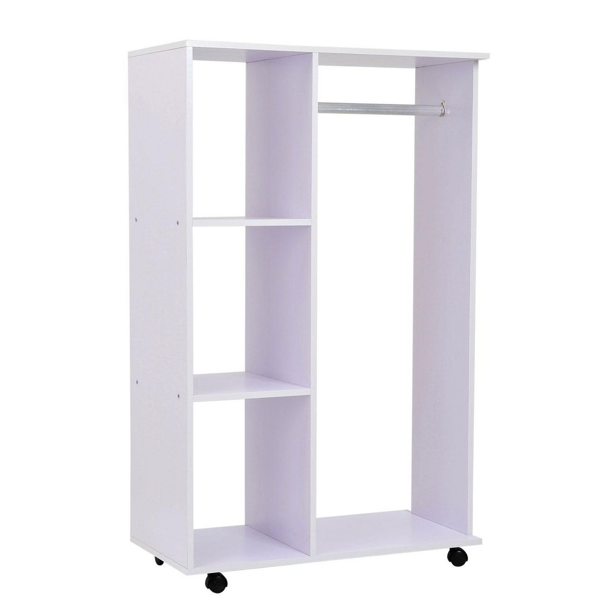 HOMCOM Armoire penderie armoire de rangement mobile panneaux de particules blanc