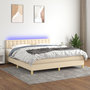Voir la diapositive 1 : VIDAXL Sommier a lattes de lit avec matelas LED Creme 180x200 cm Tissu