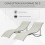 Voir la diapositive 4 : OUTSUNNY Lot de 2 bains de soleil pliables design contemporain - lot de 2 transats ergonomiques - alu. textilène beige