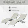 Voir la diapositive 4 : OUTSUNNY Lot de 2 bains de soleil pliables design contemporain - lot de 2 transats ergonomiques - alu. textilène beige