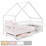 IDIMEX Lit cabane  asymétrique ALVA avec tiroirs, 90 x 190 cm en pin massif. Coloris disponibles : Marron