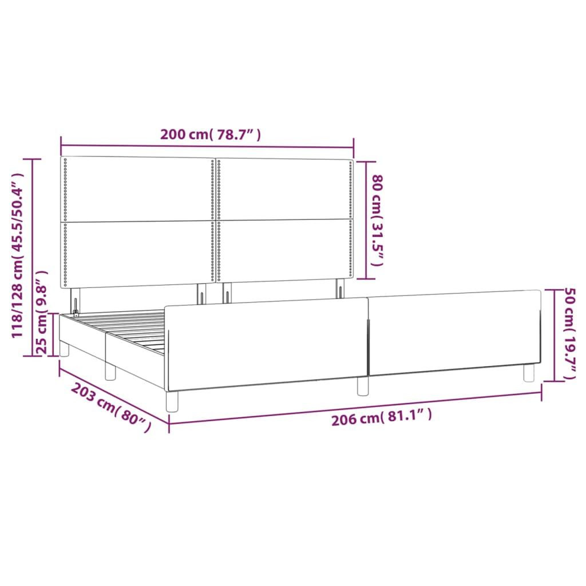 Voir la diapositive 6 : VIDAXL Cadre de lit sans matelas gris clair 200x200 cm velours