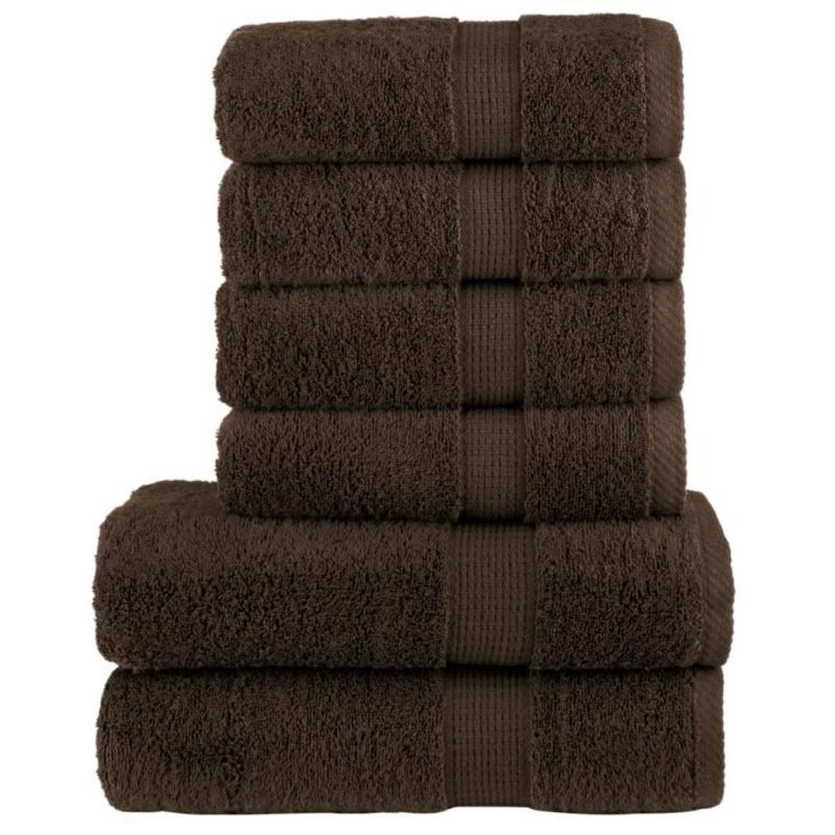 VIDAXL Ensemble de serviettes de qualité supérieure SOLUND 6pcs marron