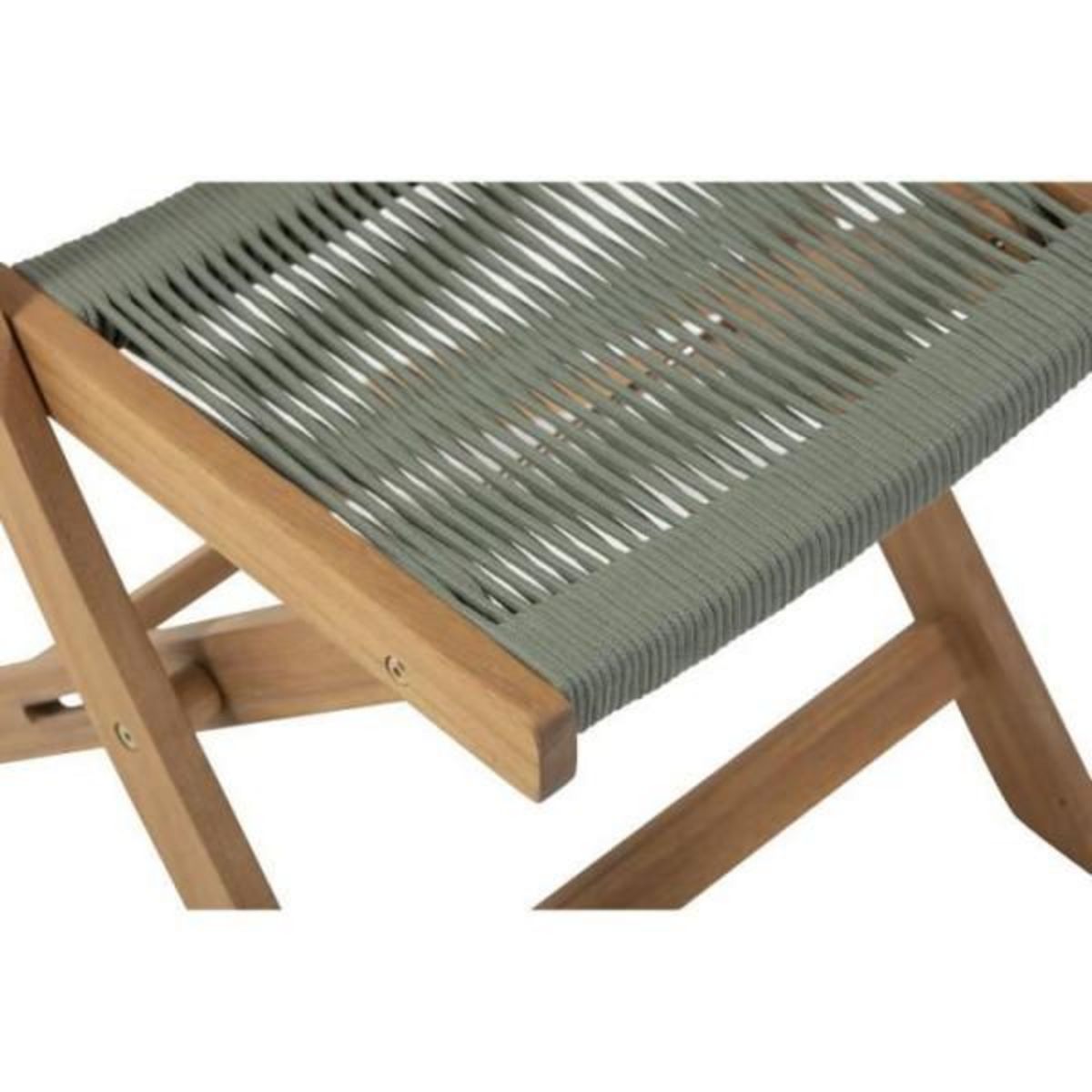 MARKET24 Set bistrot pliable en bois d'acacia FSC avec tressage en corde vert olive - 2 personnes - MAKENA