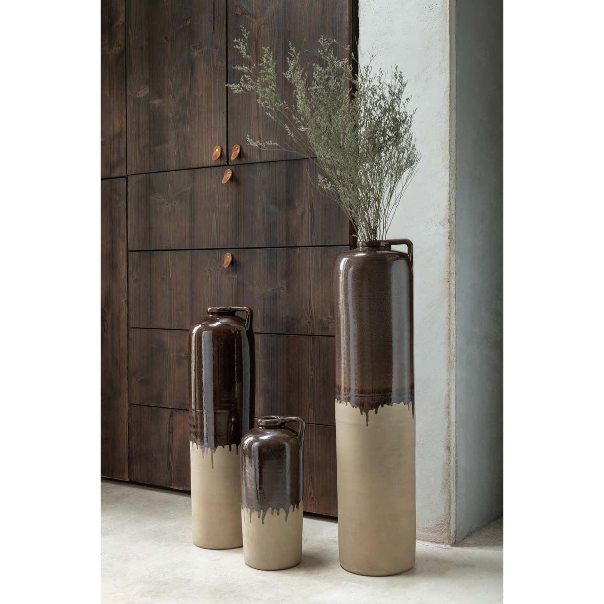 Voir la diapositive 2 : J-LINE Vase design en céramique  droplet  68cm marron