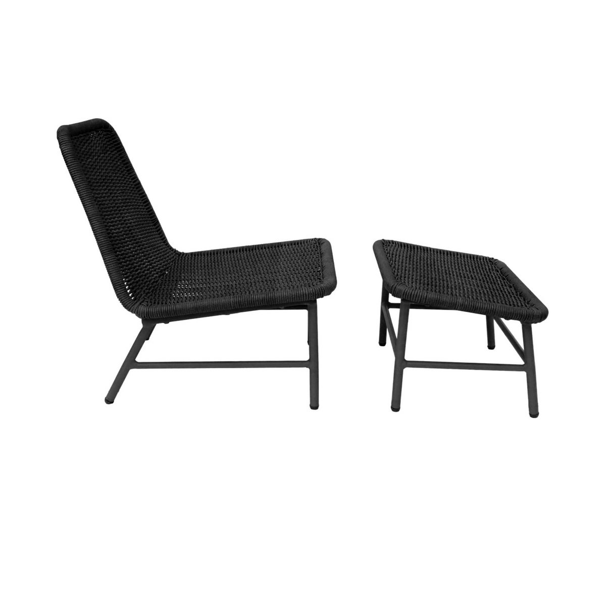SWEEEK Fauteuil relax et repose pied aluminium et corde - Laguna