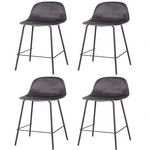 TOILINUX Lot de 4 Tabourets de bar design velours Ima. Coloris disponibles : Jaune, Gris, Bleu