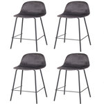 TOILINUX Lot de 4 Tabourets de bar design velours Ima. Coloris disponibles : Bleu, Gris, Jaune