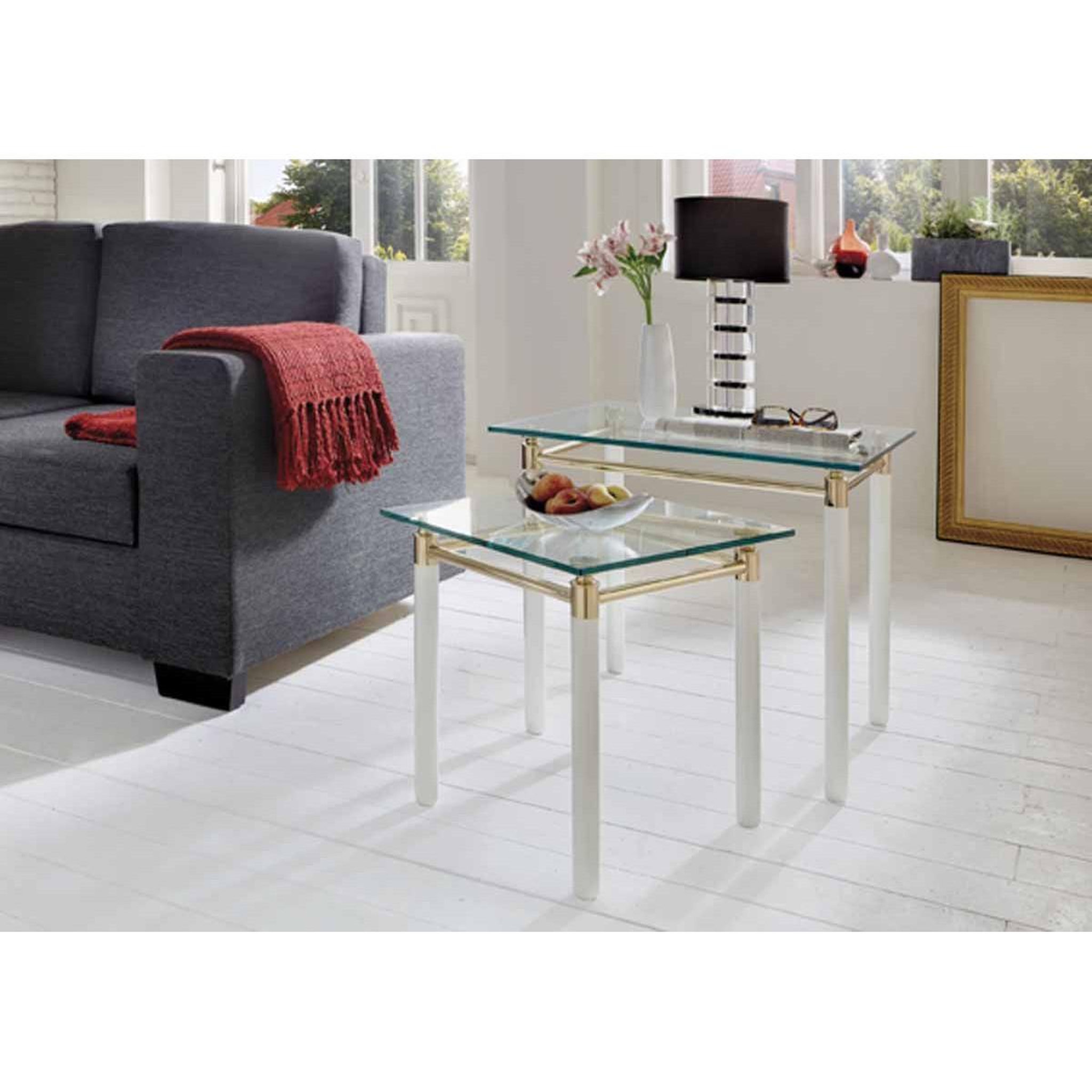 Voir la diapositive 2 : Paris Prix Table d'appoint design  ruben  60cm blanc & or
