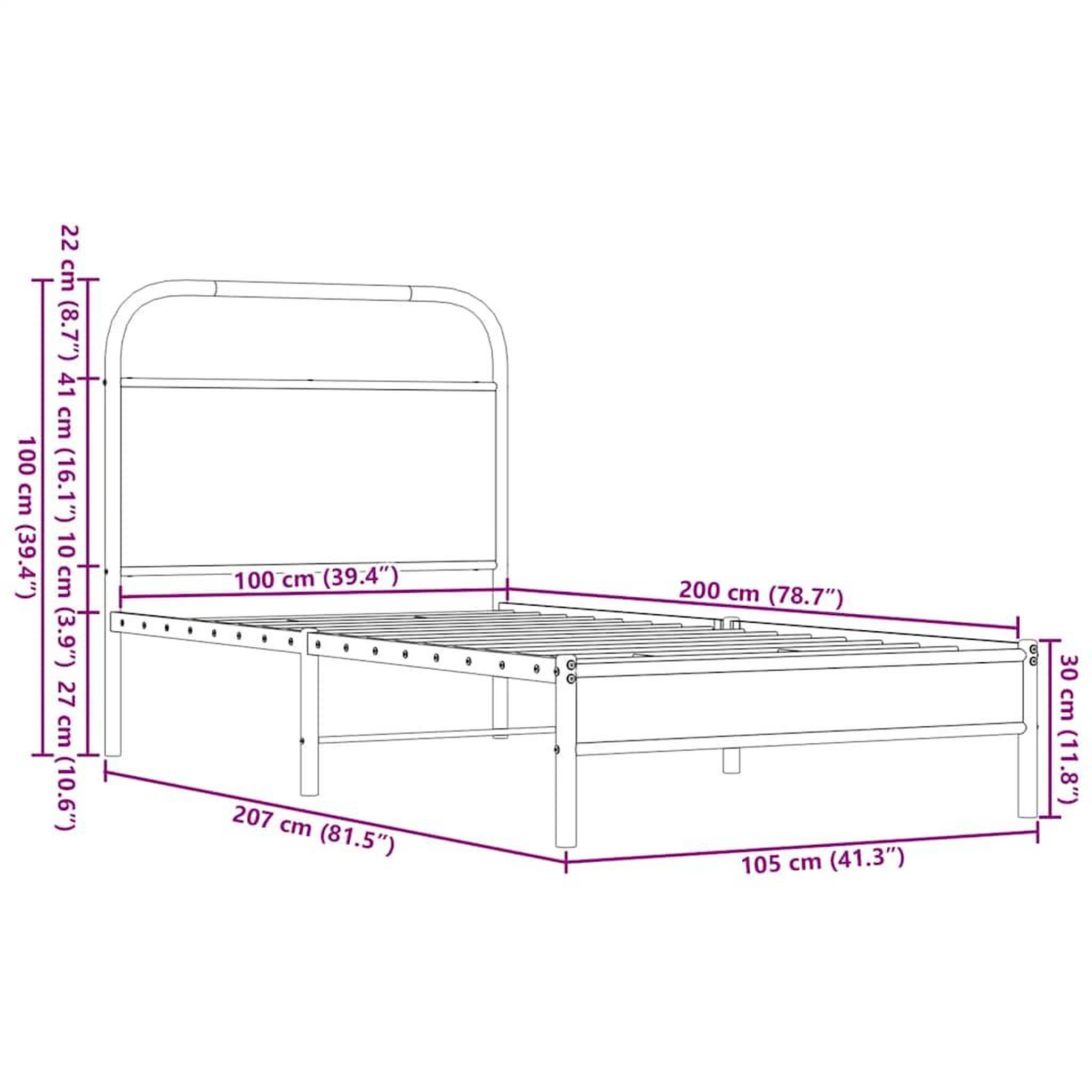 Voir la diapositive 6 : VIDAXL Cadre de lit sans matelas 100x200 cm chene marron