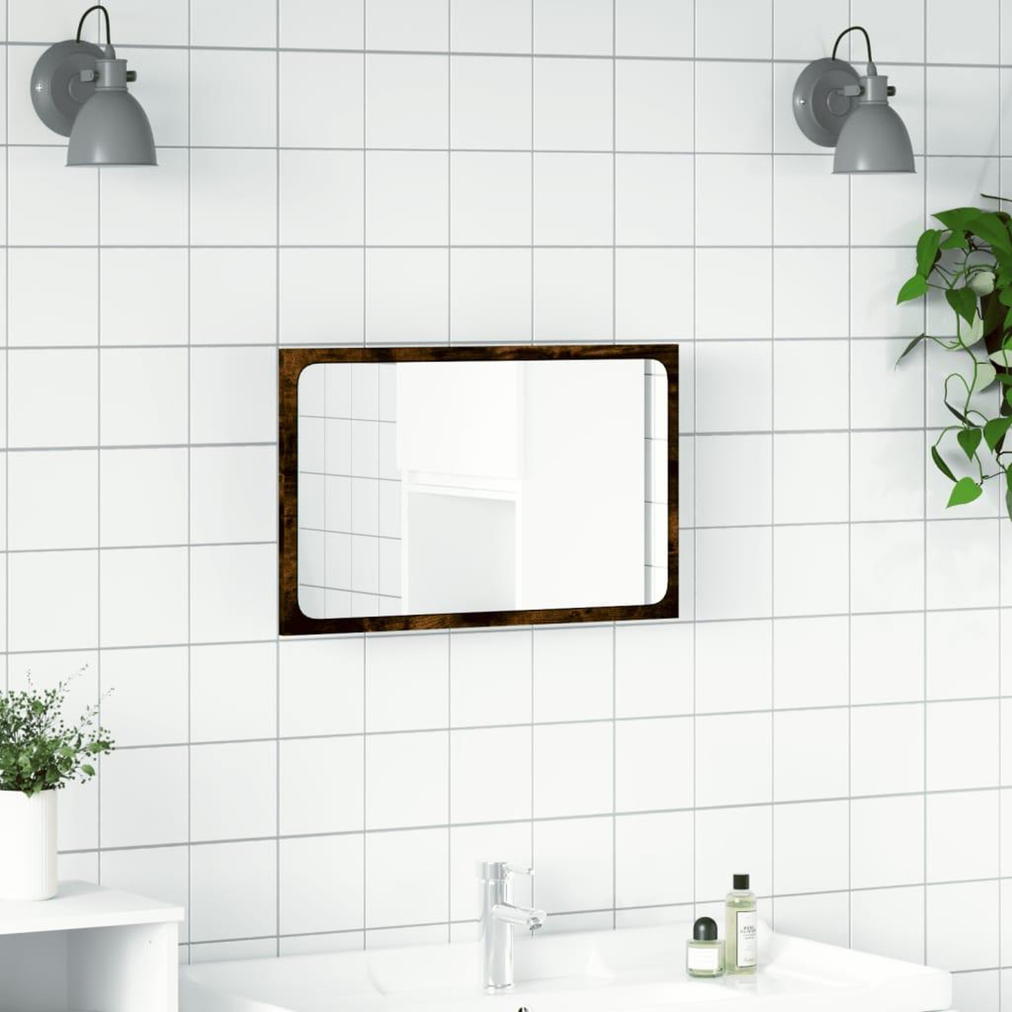 Voir la diapositive 4 : VIDAXL Miroir de salle de bain a LED chene sonoma bois d'ingenierie