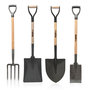 Voir la diapositive 1 : VITO Pack 4 outils de jardin Acier Manche en Bois Fourche + Pelle carrée + Pelle ronde + Bêche VITO