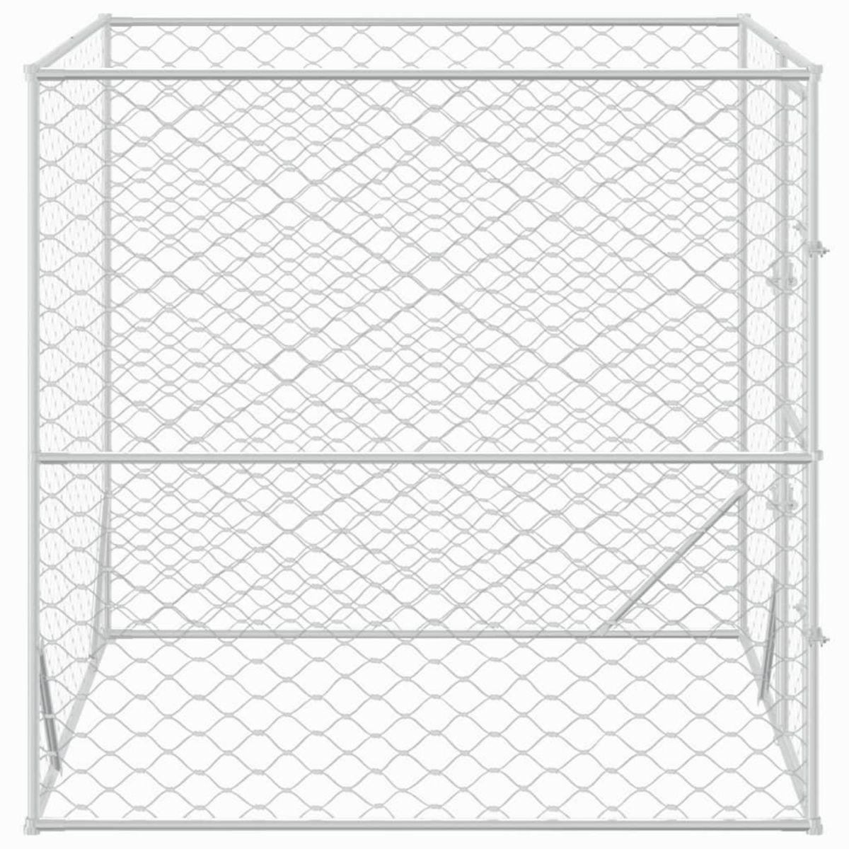 VIDAXL Chenil d'exterieur pour chiens argente 2x2x2 m acier galvanise
